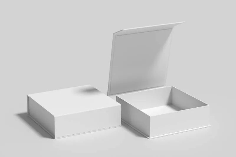 two white flip top boxes
