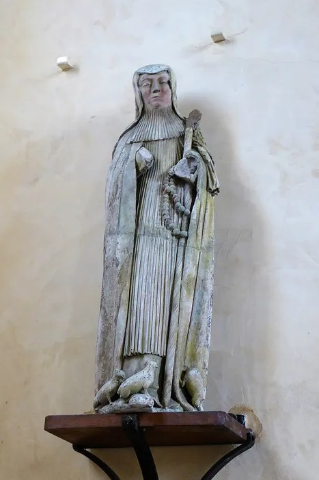 Statue of Gertrude of Nivelles (16th century), Saint-Pantaléon church, Lucé, Eure-et-Loir, France
