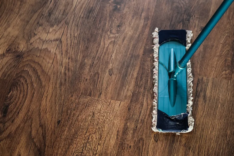 mopping a wooden floor