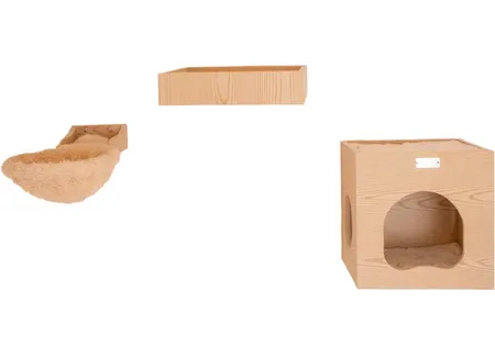 Armarkat Cat Wall Scratch Series_ Tree W1907B with Condo, Perch, and Soft Perch, Natural Beige