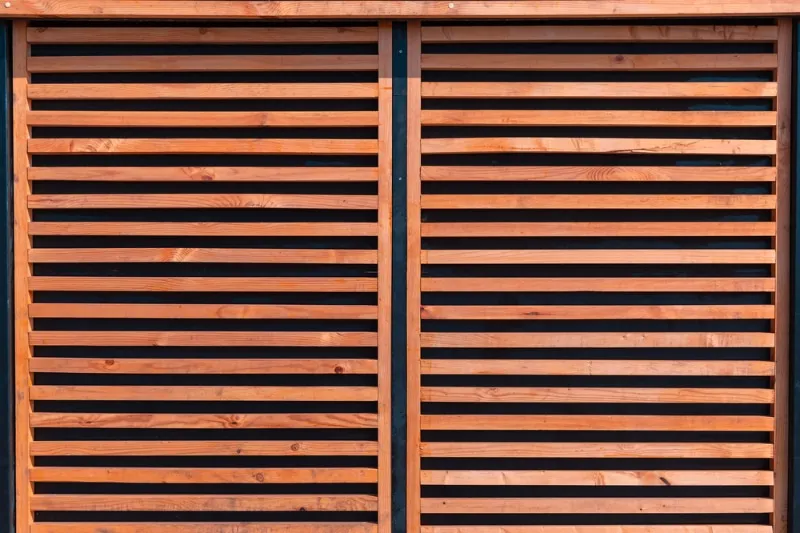 Lattice from wooden planks close-up