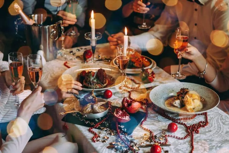 friends enjoying party food