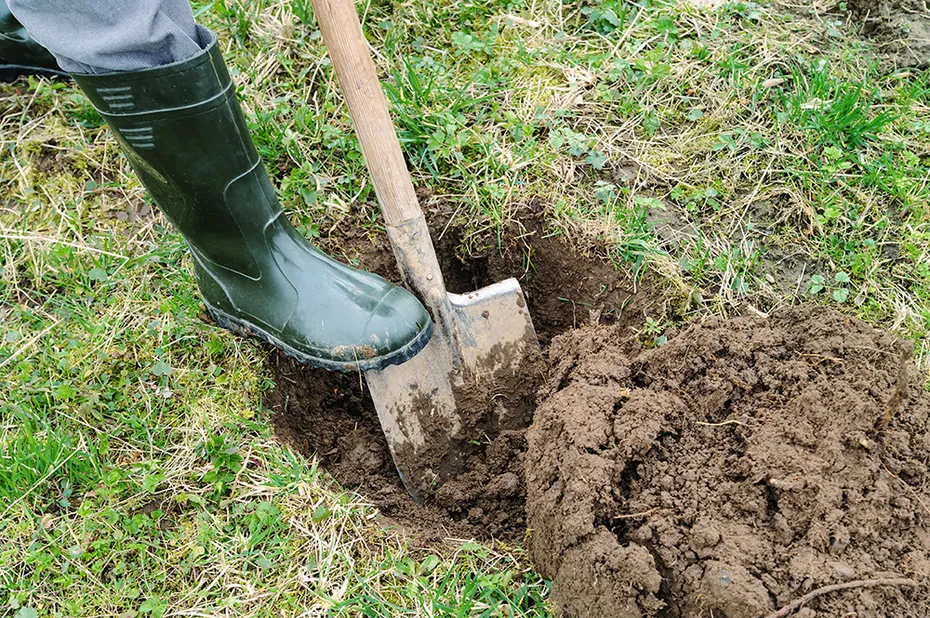 man digging hole on the ground