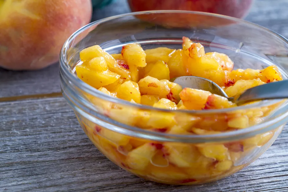 close up of fresh organic yellow peaches