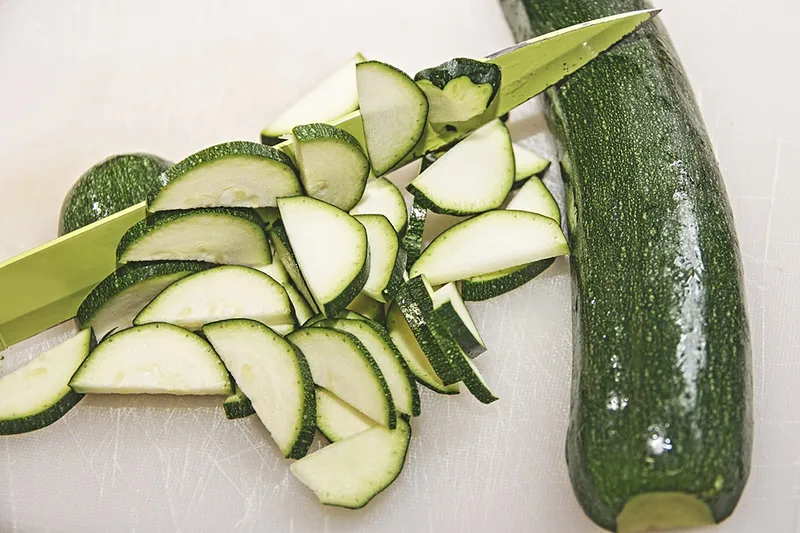 sliced zucchini on the chopping board