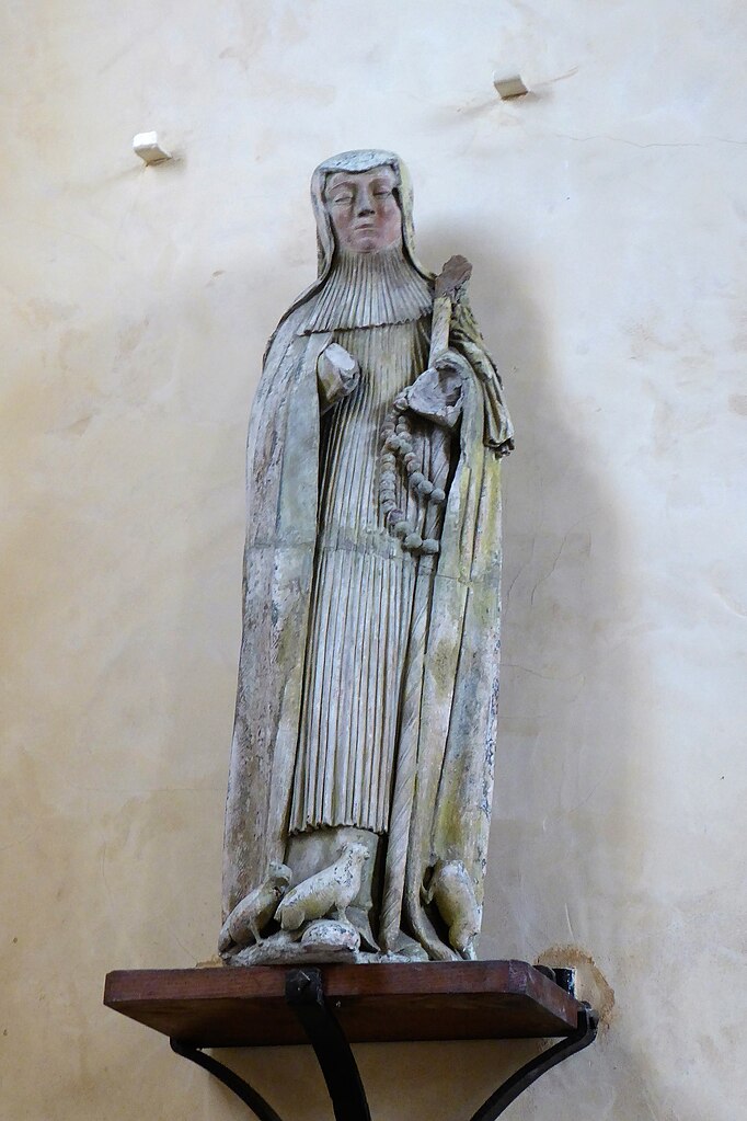 Statue of Gertrude of Nivelles (16th century), Saint-Pantaléon church, Lucé, Eure-et-Loir, France