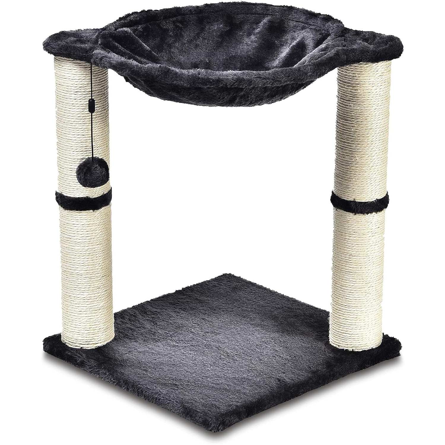 Amazon Basics Cat Tower with Hammock and Scratching Posts for Indoor Cats, 15.8 x 15.8 x 19.7 Inches, Gray