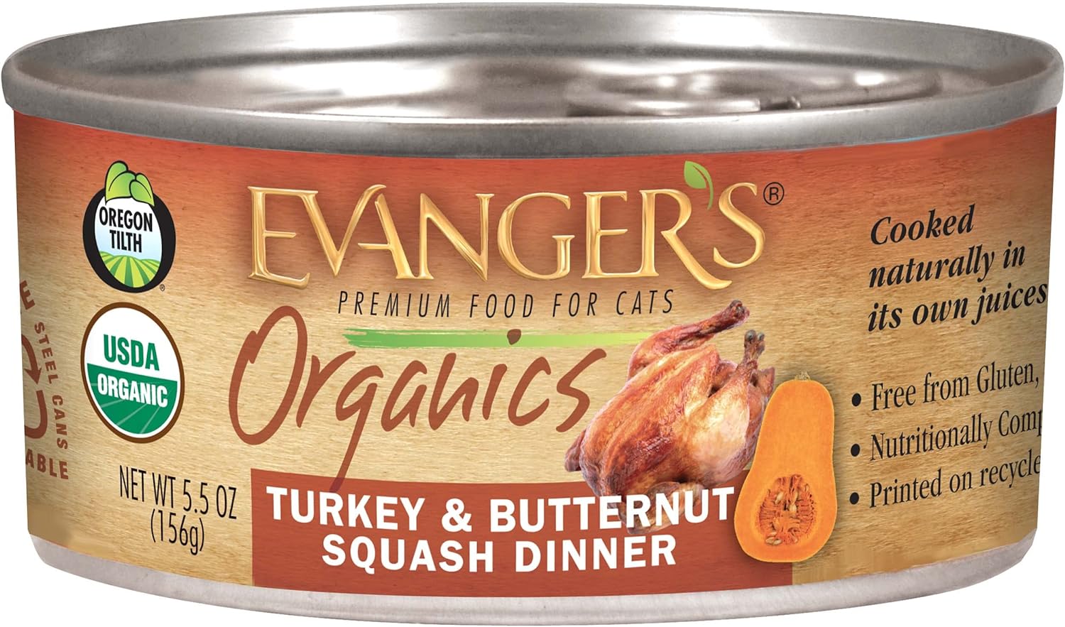 Evanger's Organics Turkey &amp; Butternut Squash Dinner Canned Cat Food