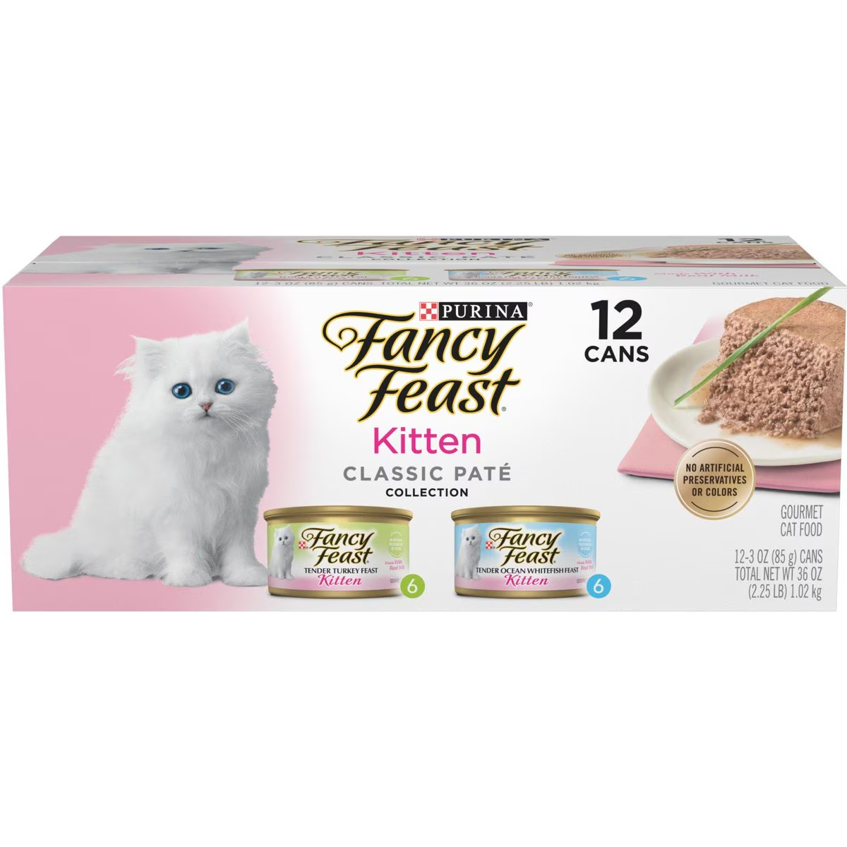Fancy Feast Kitten Classic Pate Collection Turkey & Whitefish Variety Pack Grain-Free Wet Cat Food