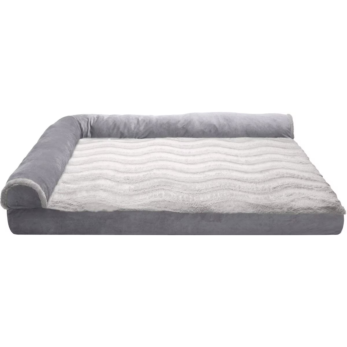 FurHaven Wave Fur & Velvet Cooling Gel Deluxe Chaise Dog & Cat Bed