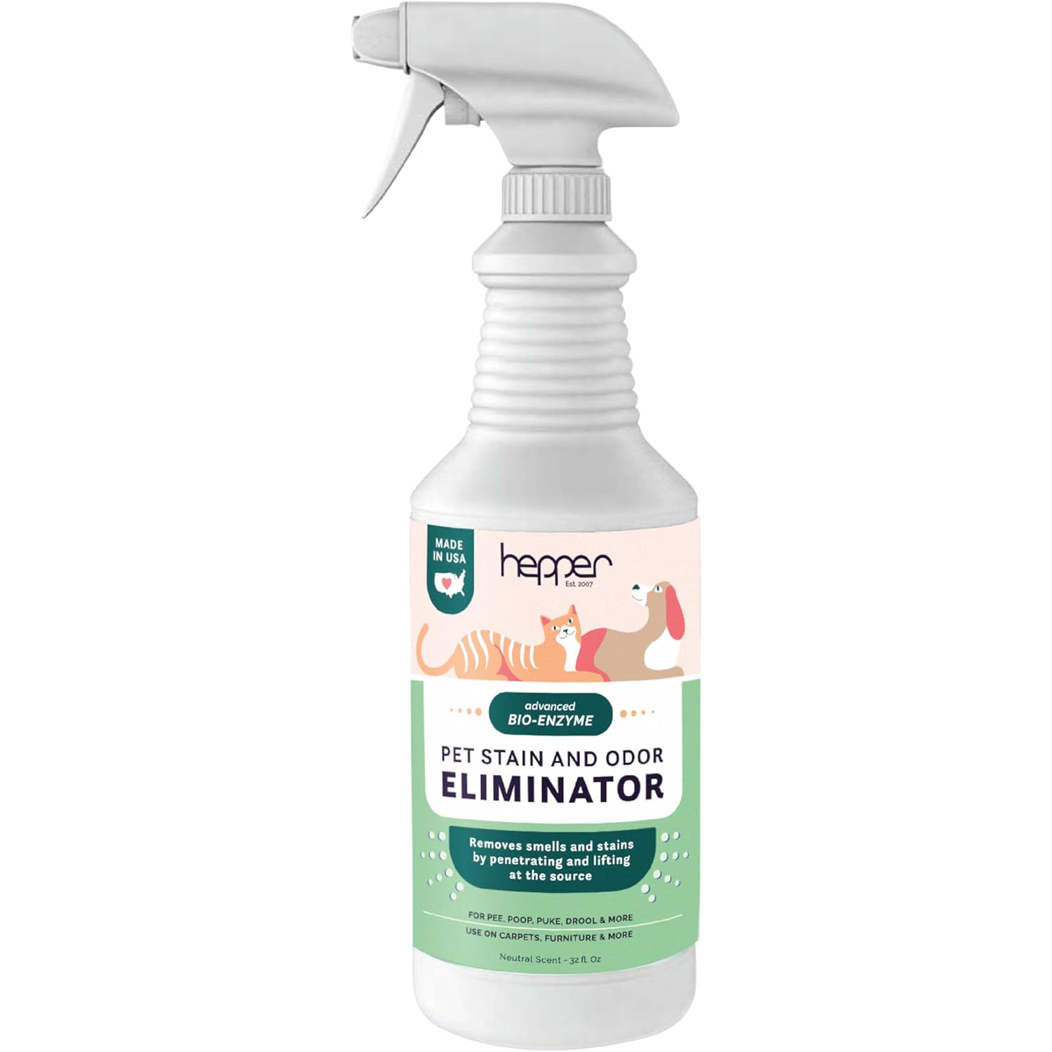 Hepper Advanced Bio Enzyme Pet Stain &amp; Odor Eliminator Spray Smell Stain &amp; Urine Remover for Cats New