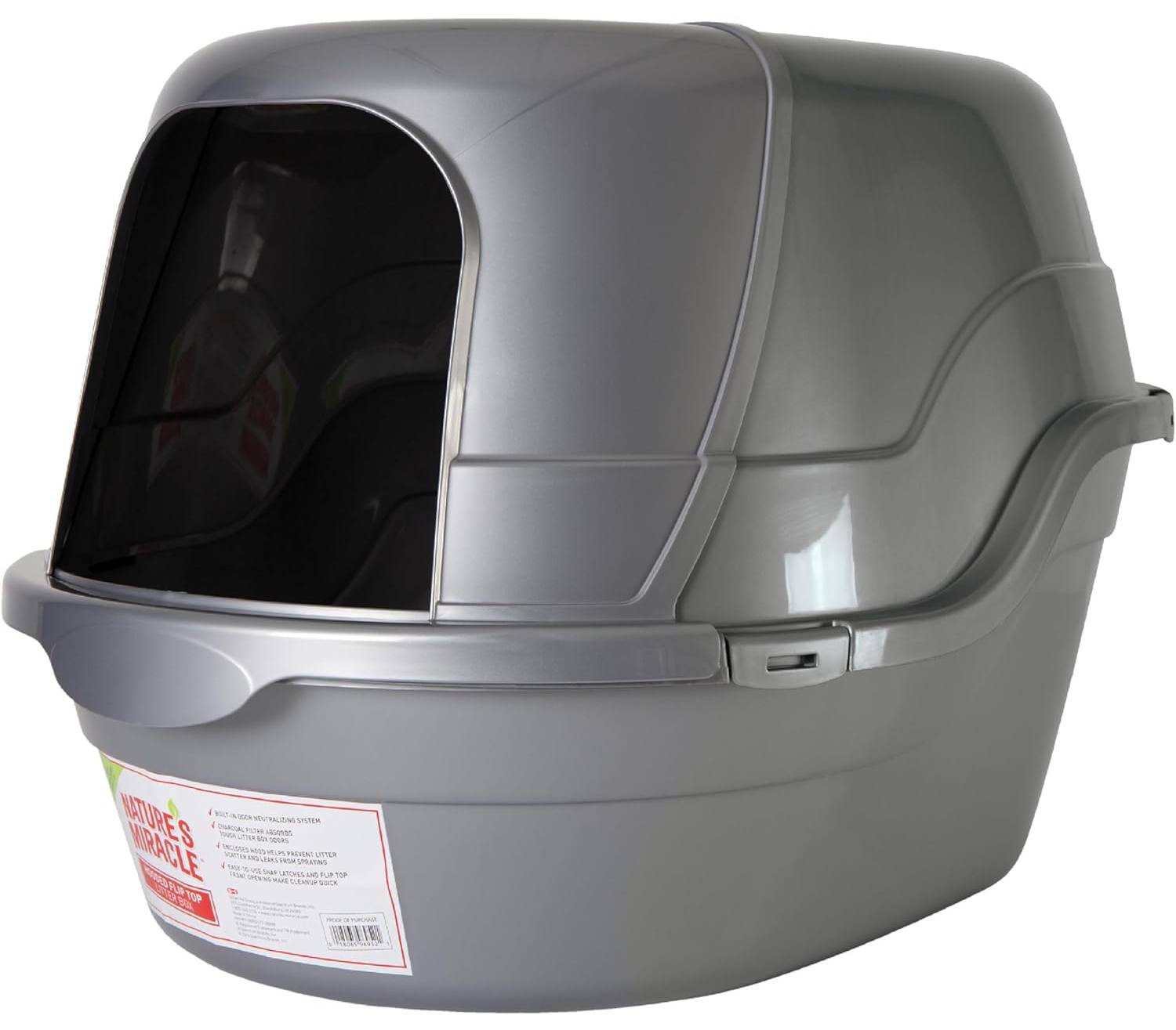 Nature’s Miracle Silver Oval Hooded Litter Box