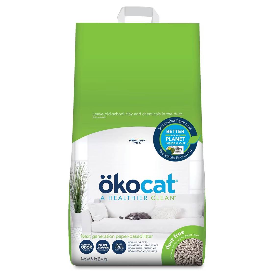 Okocat Dust-Free Unscented Non-Clumping Paper Pellet Cat Litter