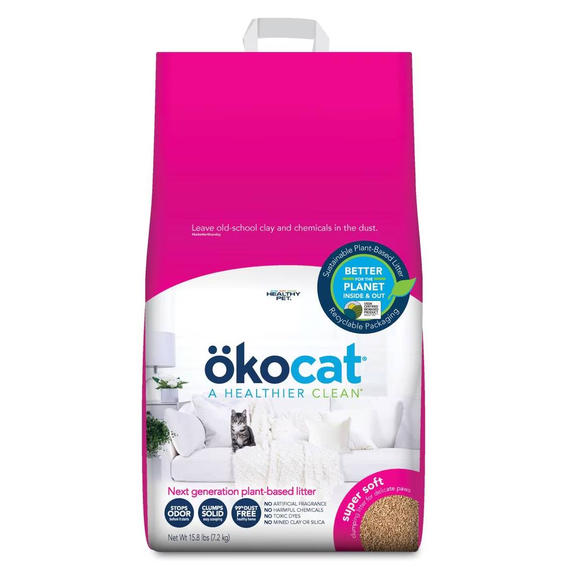 Okocat Super Soft Clumping Wood Unscented Cat Litter