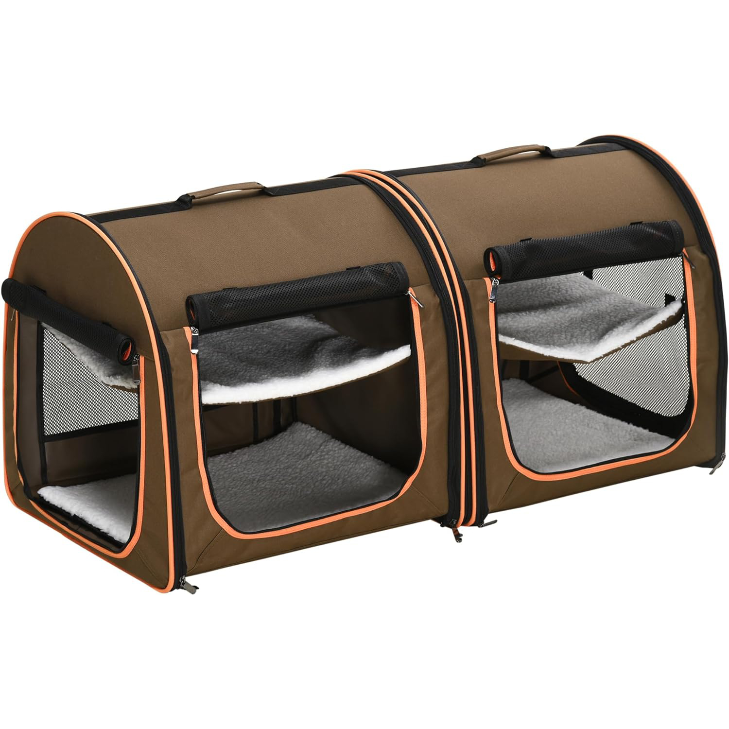 Pawhut 39” Soft-Sided Portable Dual Compartment Pet Carrier