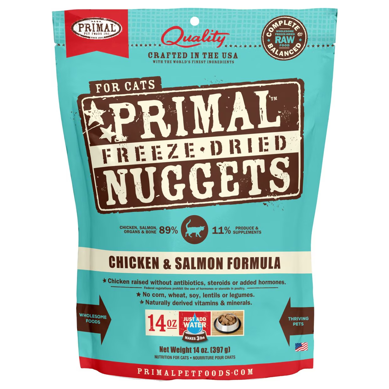Primal Chicken & Salmon Formula Nuggets Grain-Free Raw Freeze-Dried Cat Food