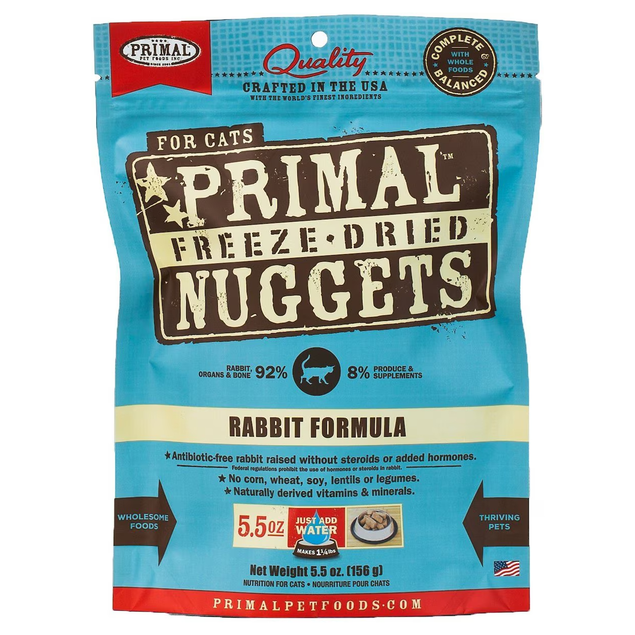 Primal Rabbit Formula Nuggets Grain-Free Raw Freeze-Dried Cat Food