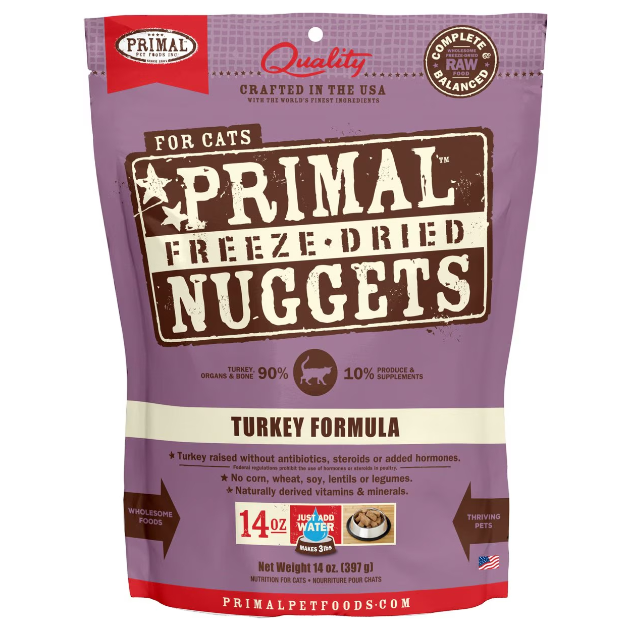 Primal Turkey Formula Nuggets Grain-Free Raw Freeze-Dried Cat Food
