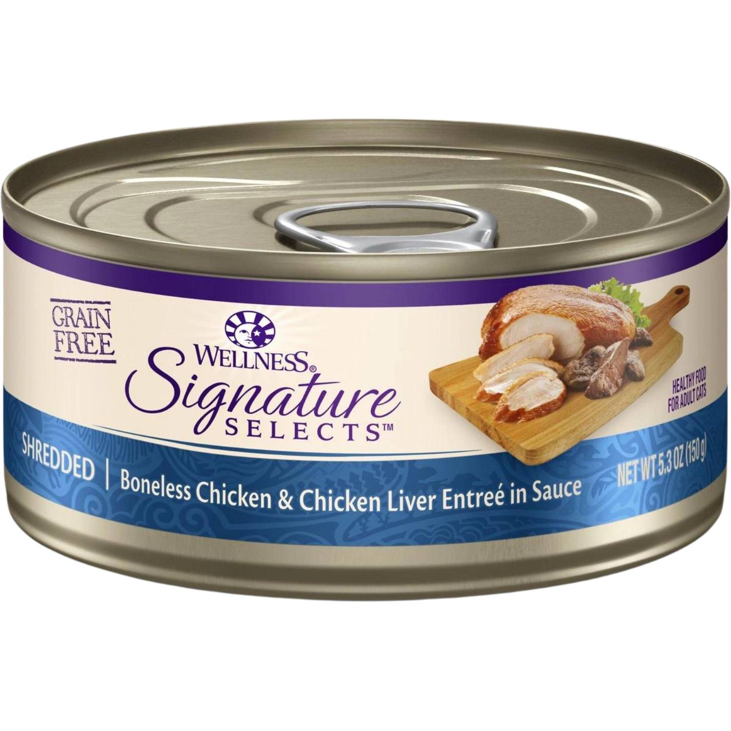 Wellness CORE Signature Selects Shredded Boneless Chicken & Chicken Liver Entree in Sauce Grain-Free Natural Canned Cat Food Full