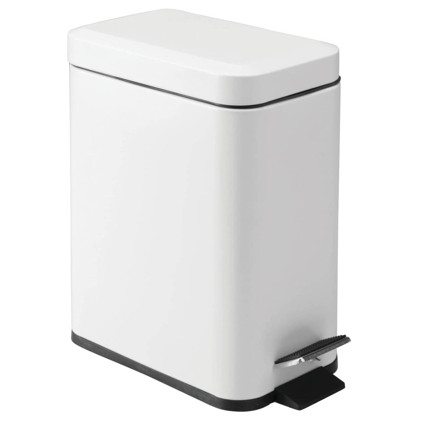 mDesign Metal 1.3 Gallon Rectangular Slim Profile Step Trash Can