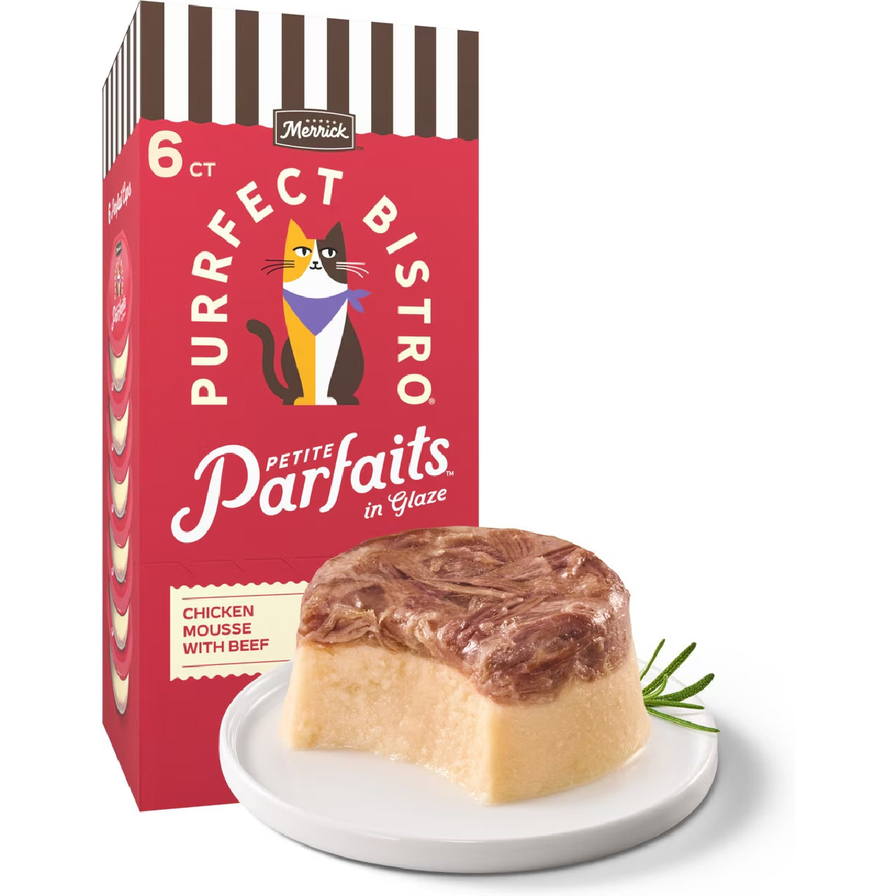 merrick purrfect bistro petite parfaits in glaze chicken mousse with beef