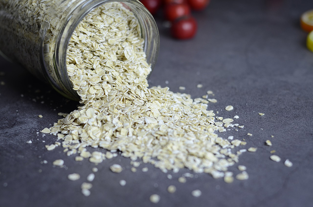 oats spilled from a jar