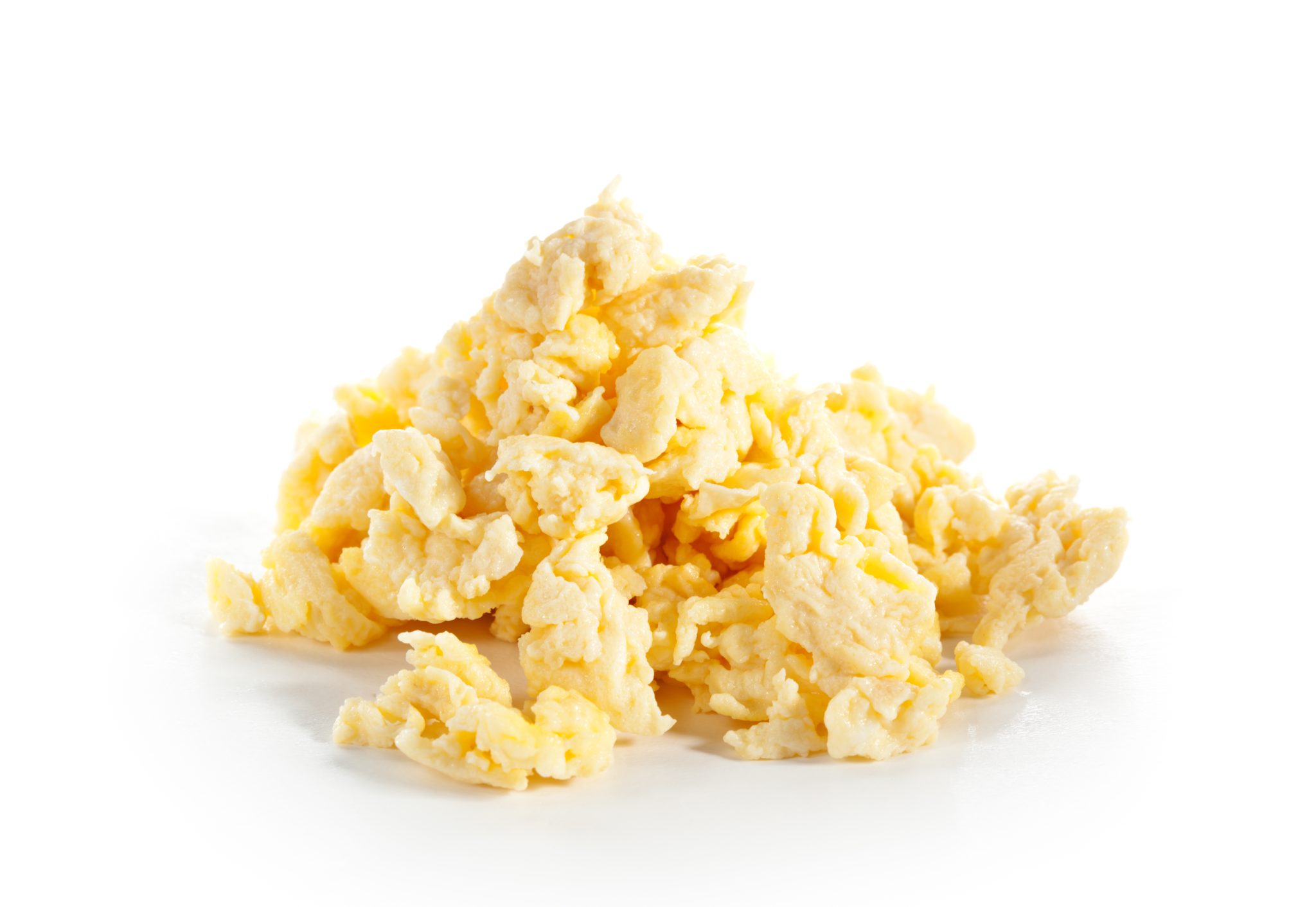 scrambled eggs on white background