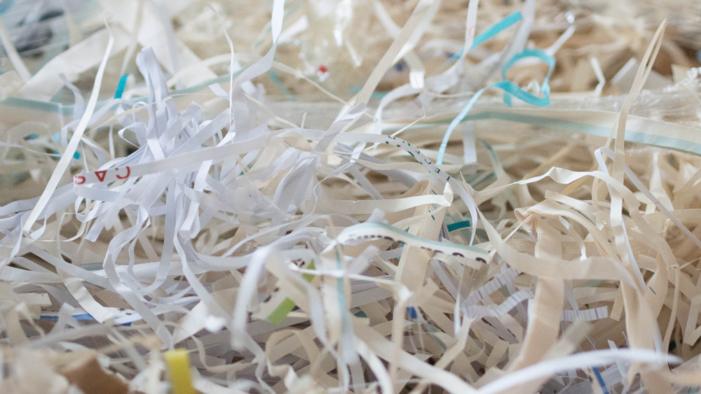 shredded paper close up