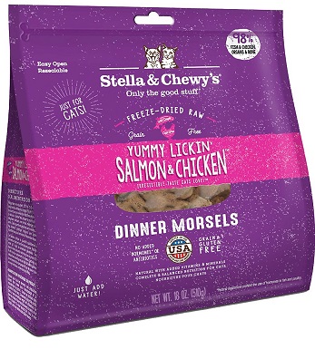 Stella &amp; Chewy's Yummy Lickin' Salmon &amp; Chicken Dinner Morsels Freeze-Dried Raw Cat Food