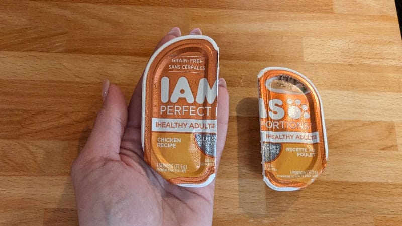 close up of sealed iams wet food
