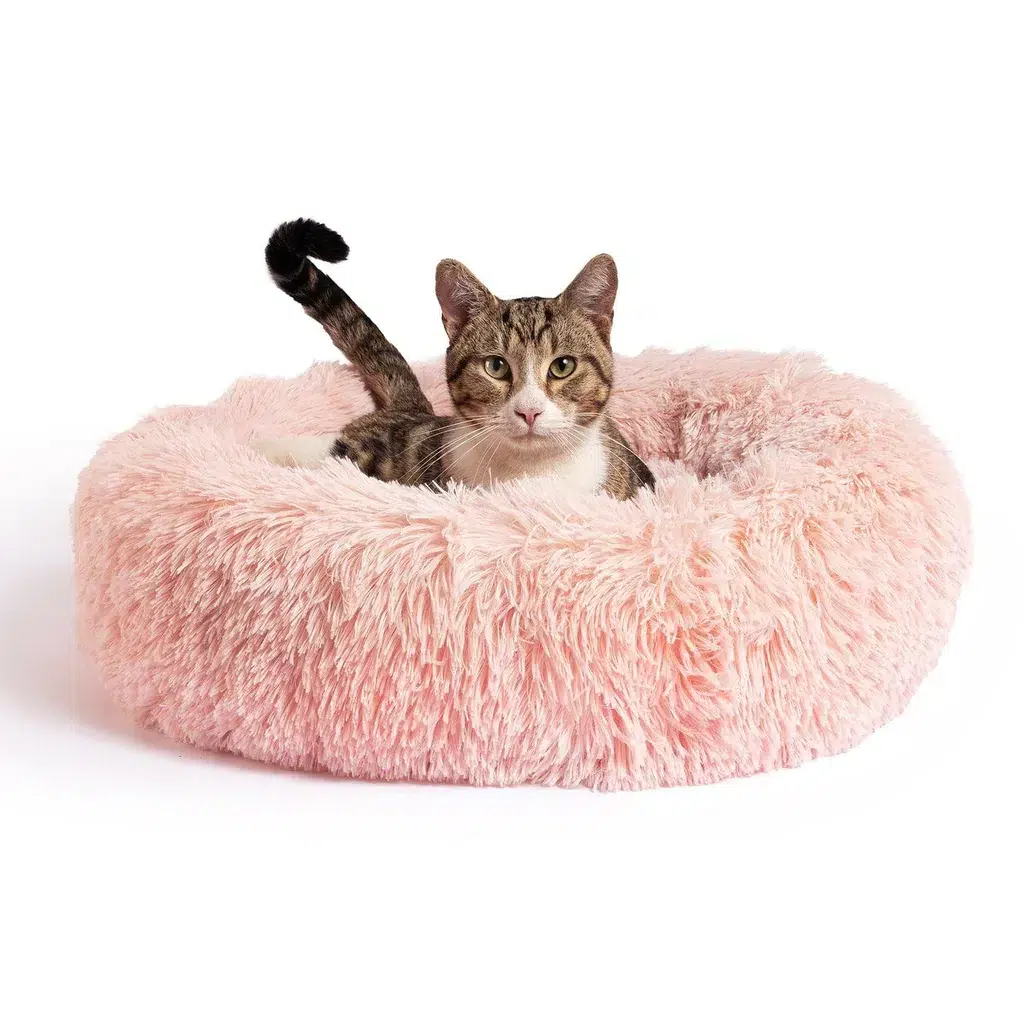 Best Friends by Sheri Original Calming Shag Fur Donut Cuddler Cat Bed