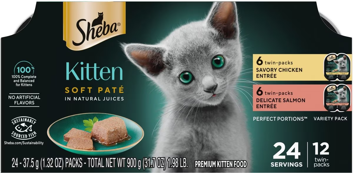 Sheba Perfect Portions Kitten Variety Pack Chicken Pate &amp; Pate Salmon Wet Cat Food