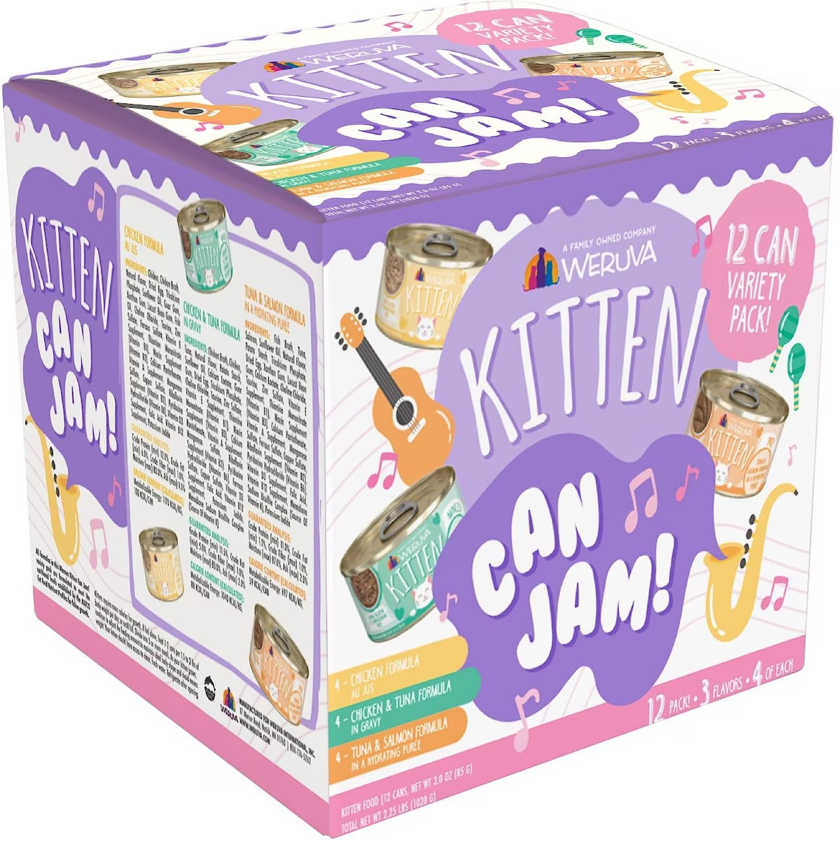Weruva Kitten Can Jam! Chicken, Tuna &amp; Salmon Flavored Pate Canned Cat Food Variety Pack
