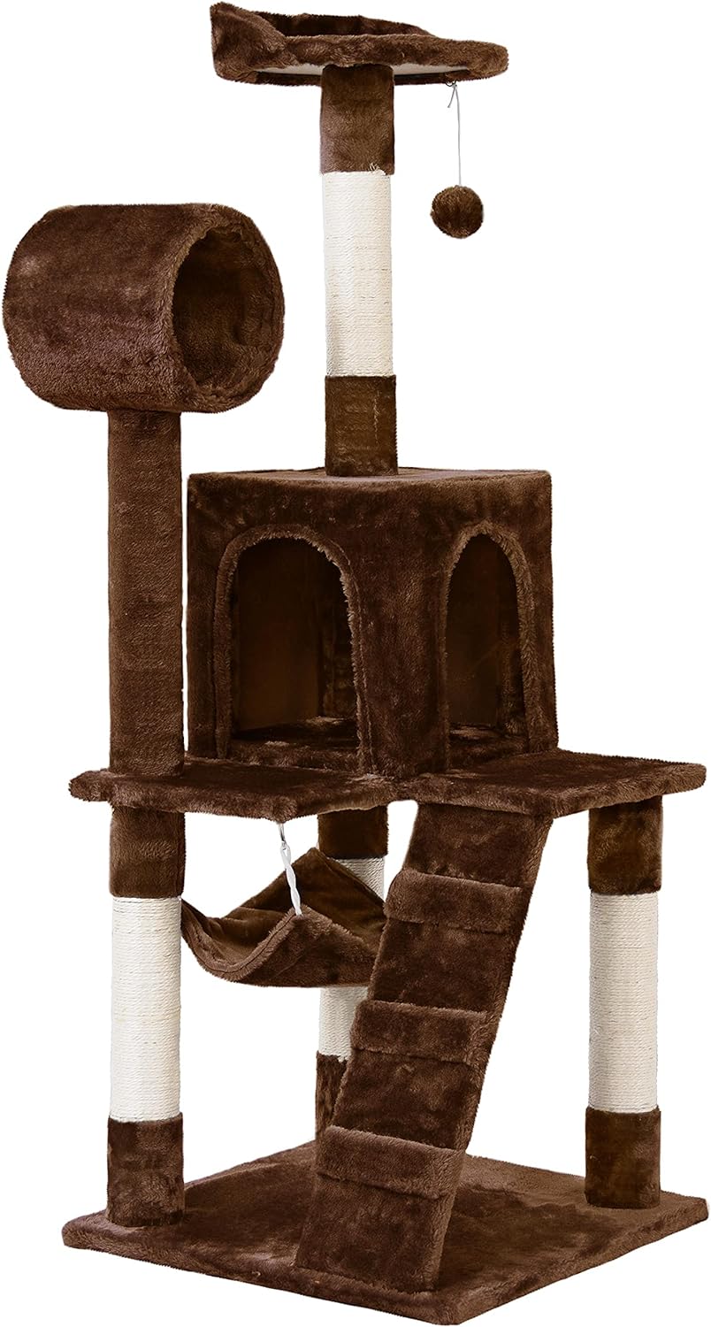 Yaheetech 51-in Plush Multi-Cat Kitten Tree &amp; Condo